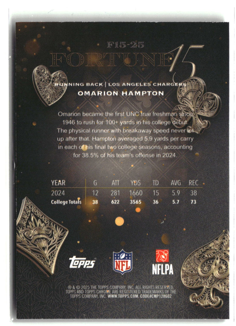 2025 Topps Chrome #F15-25 Omarion Hampton Fortune 15-4