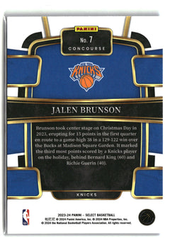 2023-24 Panini Select #7 Jalen Brunson Blue (Retail Base)-2