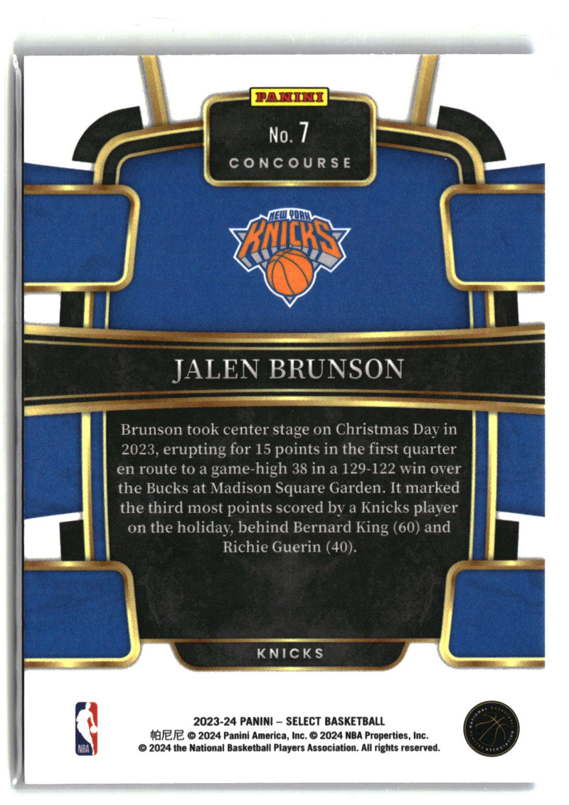 2023-24 Panini Select #7 Jalen Brunson Blue (Retail Base)-2