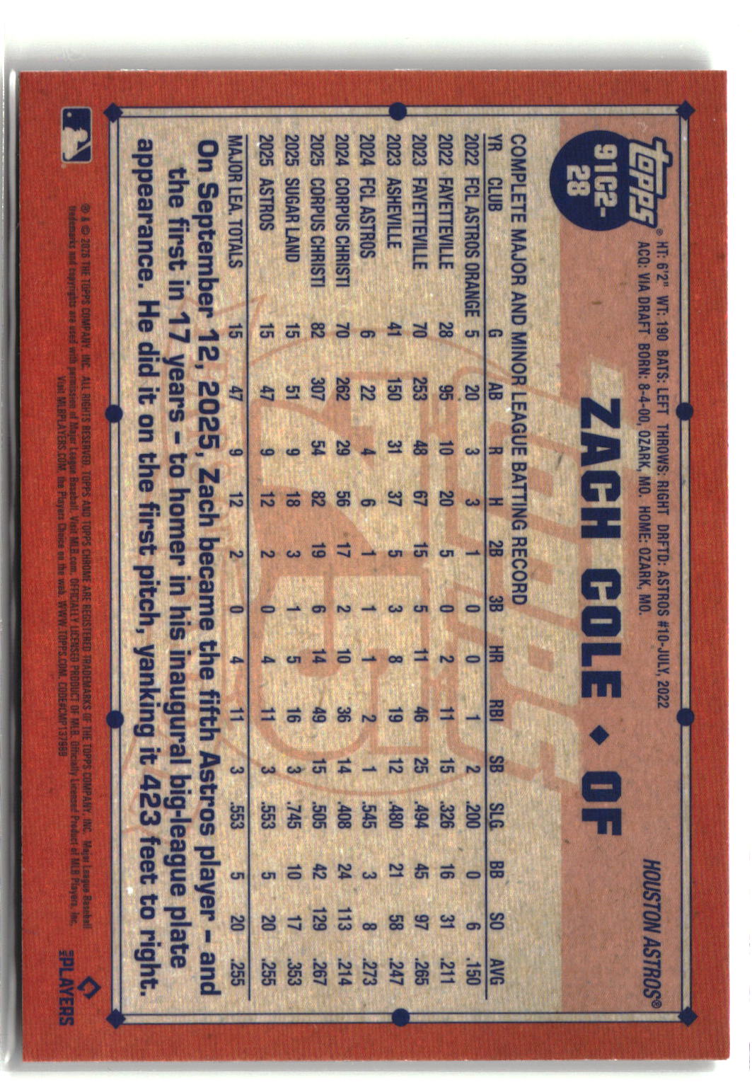 2026 Topps Series 2 #91C2-28 Zach Cole 1991 Baseball 35th Chrome-2
