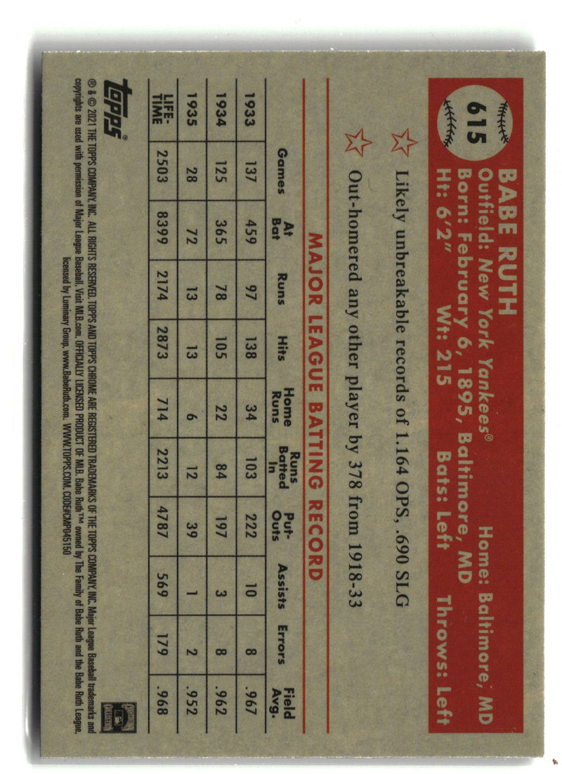2021 Topps Chrome Platinum Anniversary #615 Babe Ruth Refractor-6