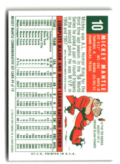1996 Topps #10 Mickey Mantle Mickey Mantle Commemorative Case Box Toppers-6
