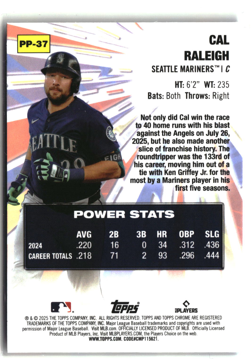2025 Topps Chrome Update #PP-37 Cal Raleigh Power Players-4