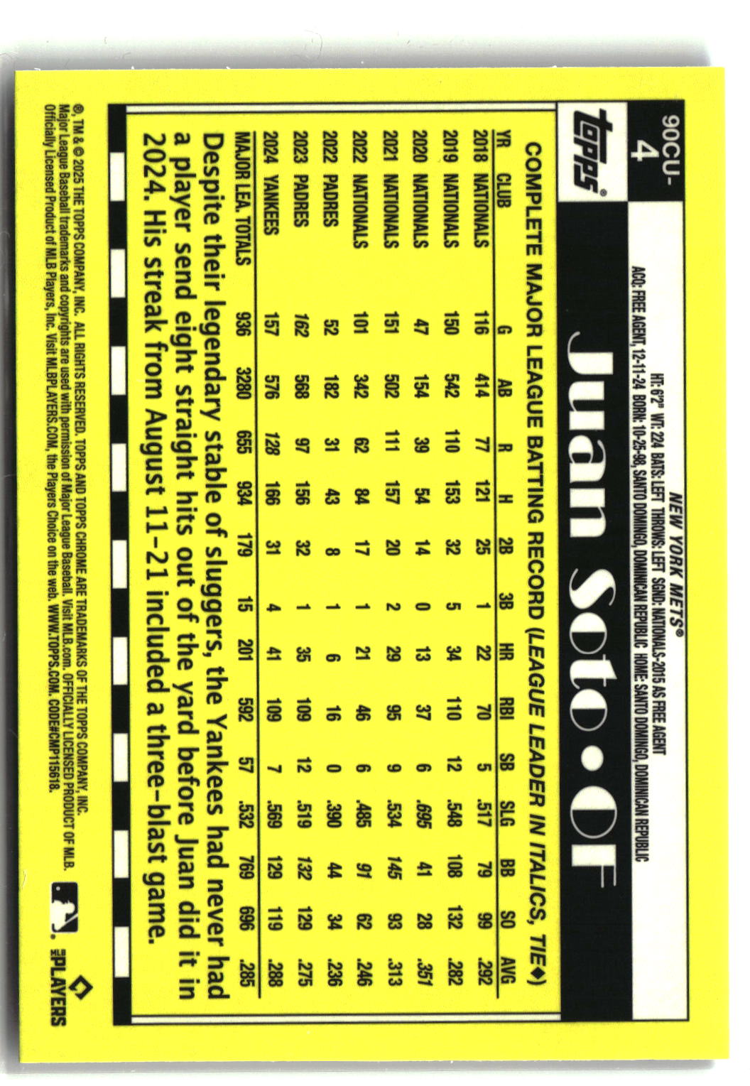 2025 Topps Chrome Update #90CU-4 Juan Soto 1990 Topps Chrome-2