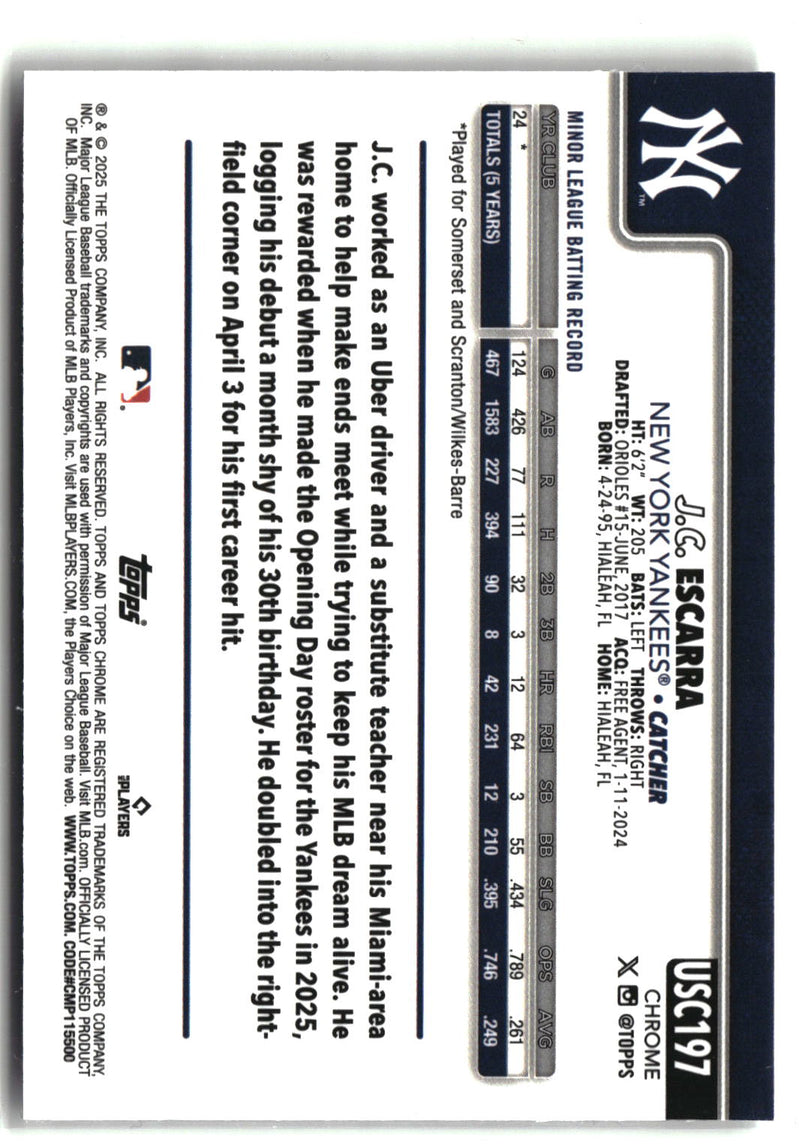 2025 Topps Chrome Update #USC197 J.C. Escarra ToppsFractors-4