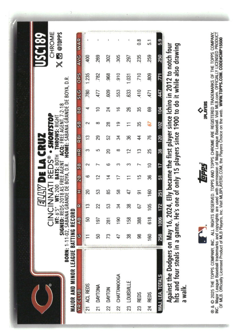 2025 Topps Chrome Update #USC189 Elly De La Cruz RayWave Refractor-2