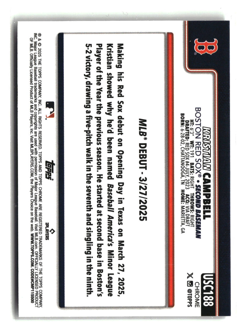 2025 Topps Chrome Update #USC188 Kristian Campbell ToppsFractors-6