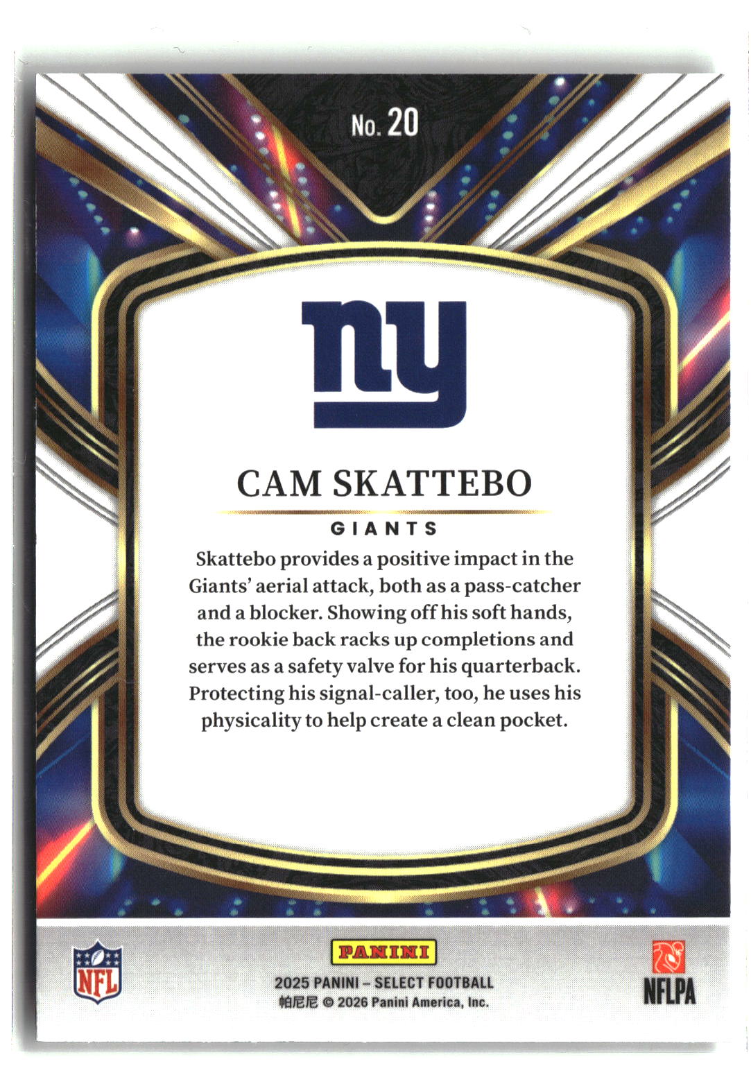 2025 Panini Select #20 Cam Skattebo Select Future-2