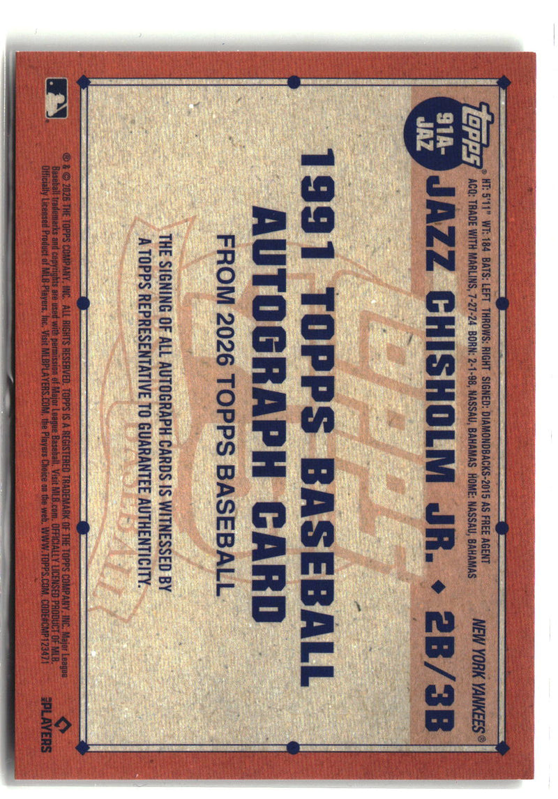 2026 Topps Series 1 #91A-JAZ Jazz Chisholm Jr. Baseball 35th Auto-4