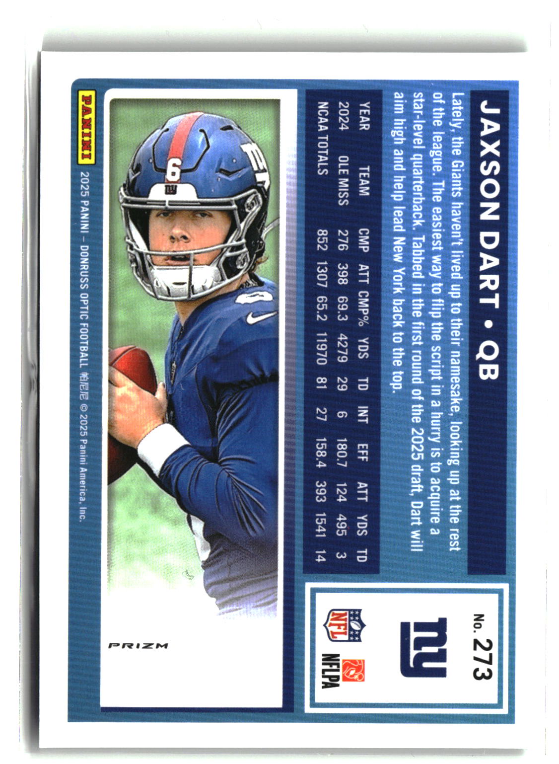2025 Donruss Optic #273 Jaxson Dart Green Hyper-2