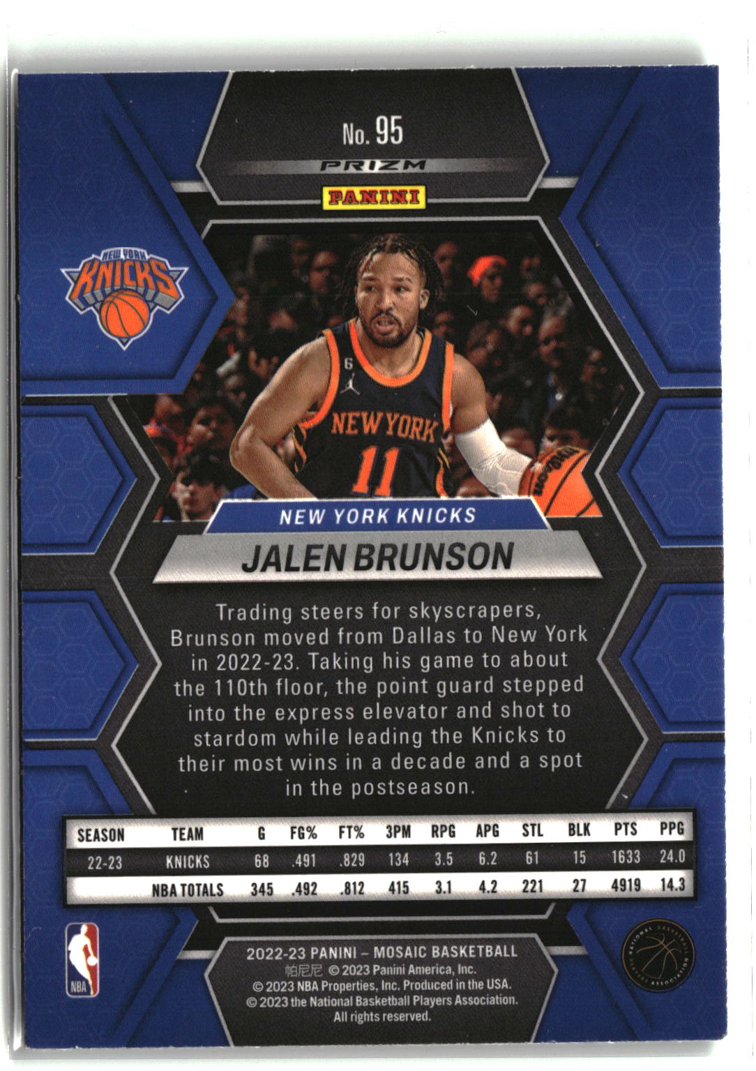 2022-23 Panini Mosaic #95 Jalen Brunson Green-2