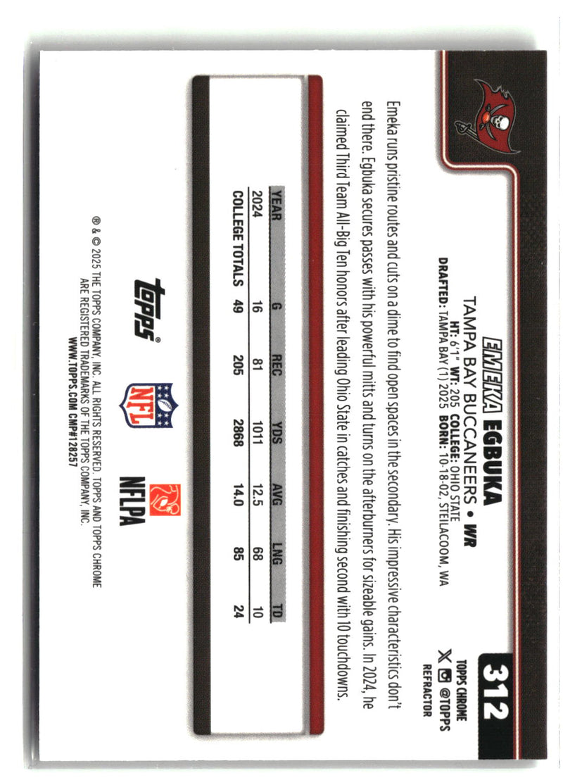 2025 Topps Chrome #312 Emeka Egbuka Refractor-2