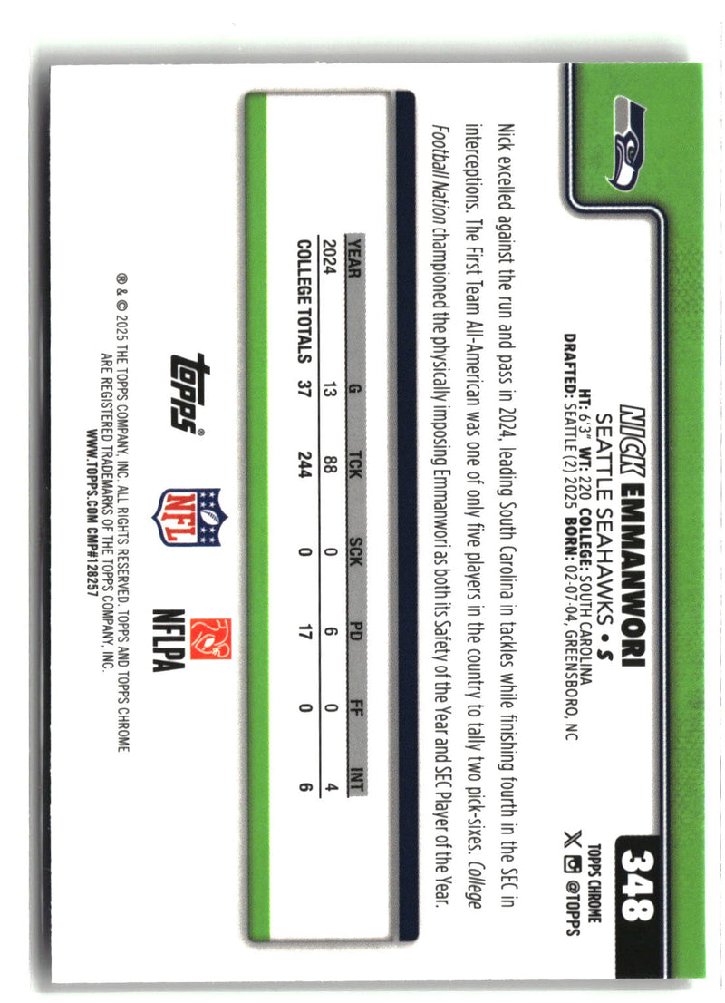 2025 Topps Chrome #348 Nick Emmanwori-2