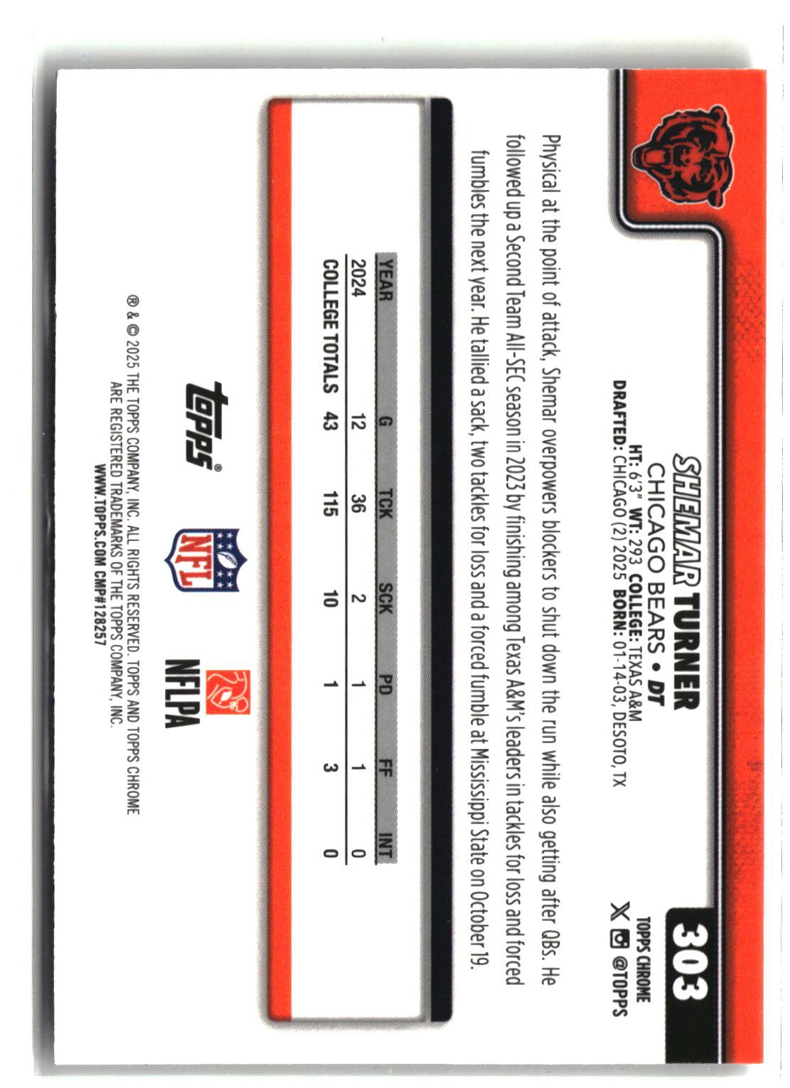 2025 Topps Chrome #303 Shemar Turner-2