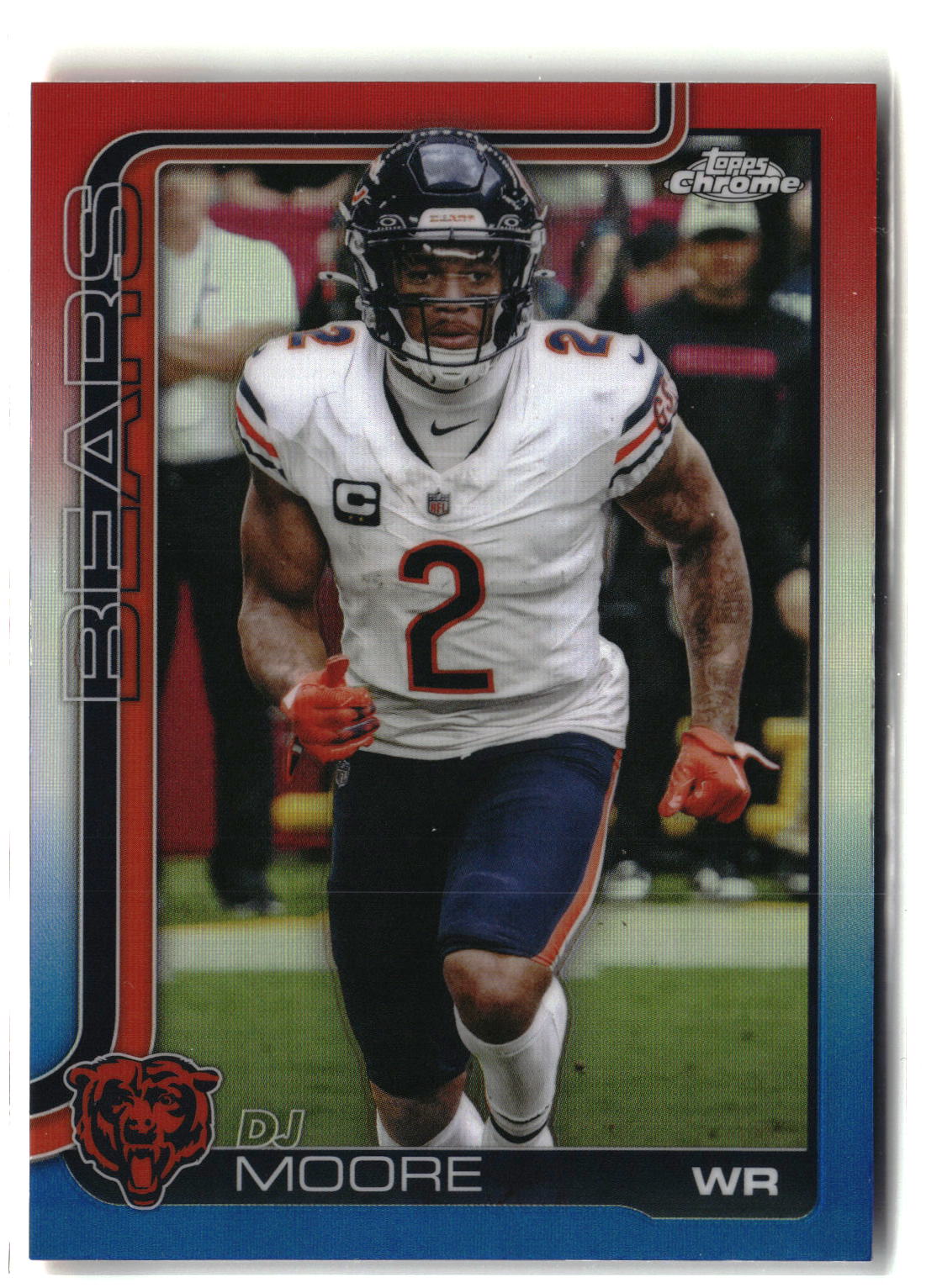 2025 Topps Chrome #48 DJ Moore Red White and Blue Refractor