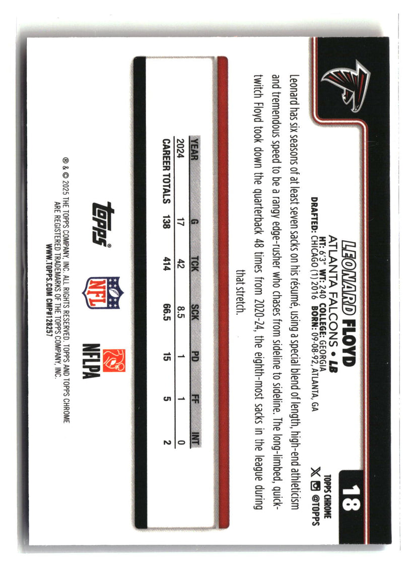 2025 Topps Chrome #18 Leonard Floyd Red White and Blue Refractor-2
