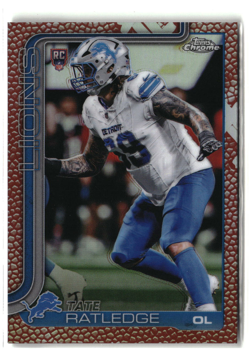 2025 Topps Chrome #383 Tate Ratledge Football Leather Refractor-1
