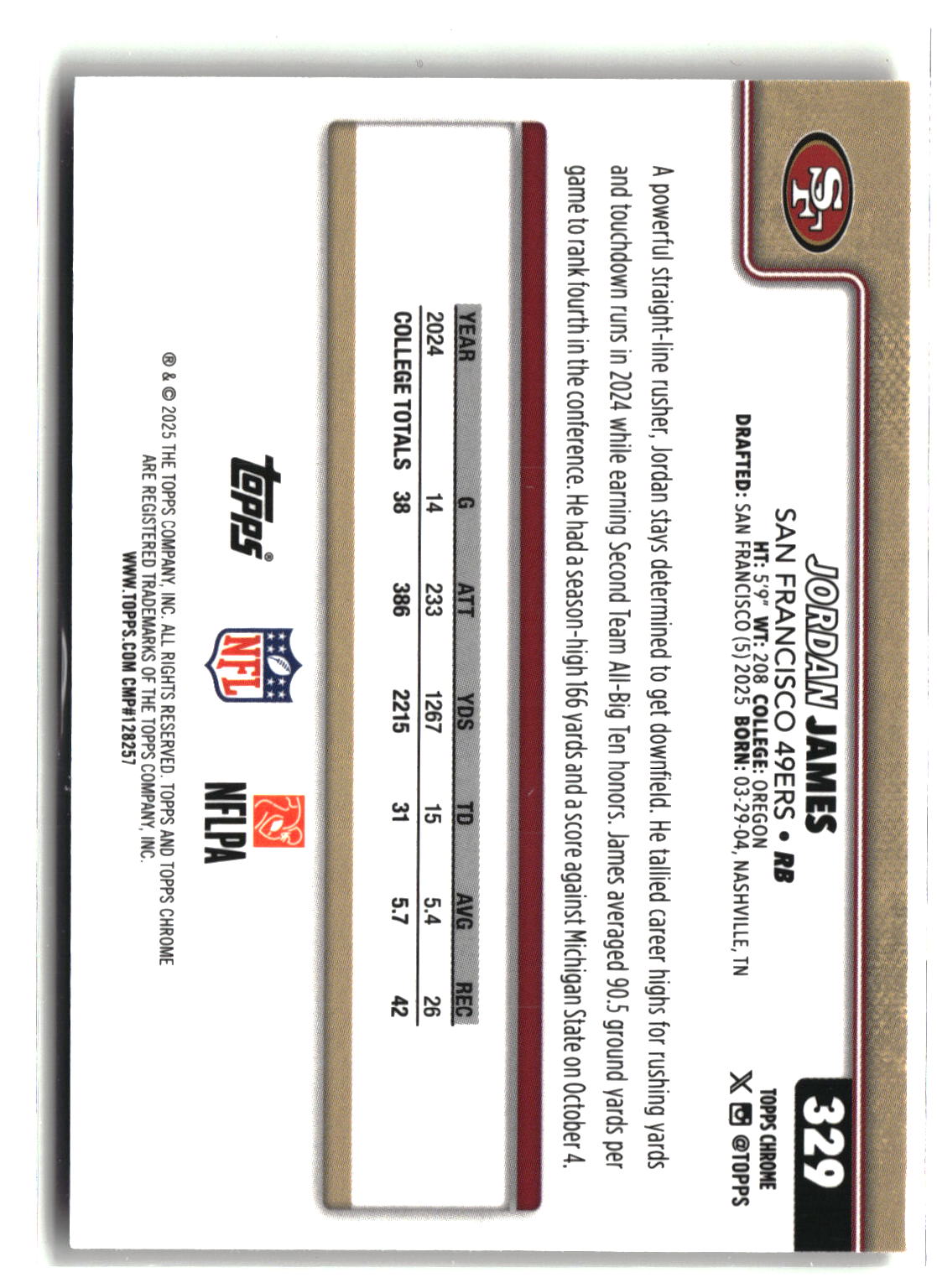 2025 Topps Chrome #329 Jordan James Football Leather Refractor-2