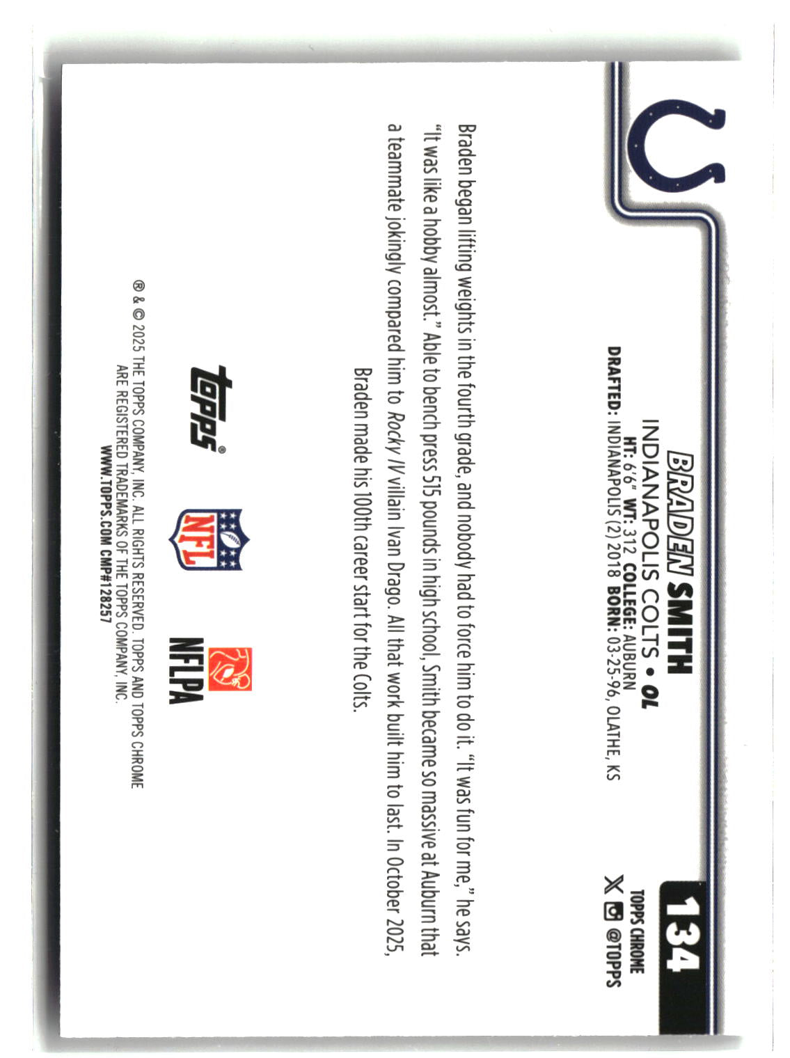2025 Topps Chrome #134 Braden Smith Pulsar Refractor-2