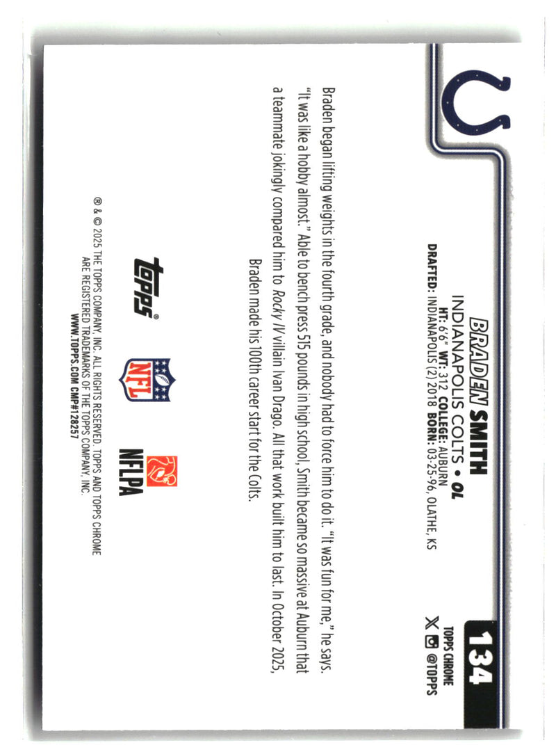 2025 Topps Chrome #134 Braden Smith Pulsar Refractor-2