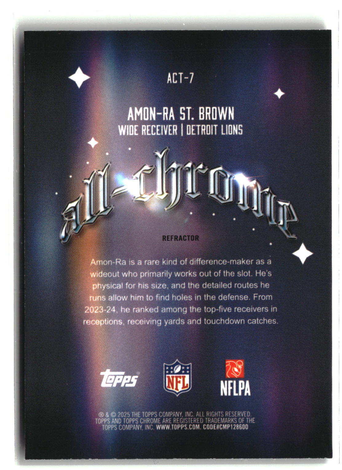 2025 Topps Chrome #ACT-7 Amon-Ra St. Brown All-Chrome Team Refractor-2
