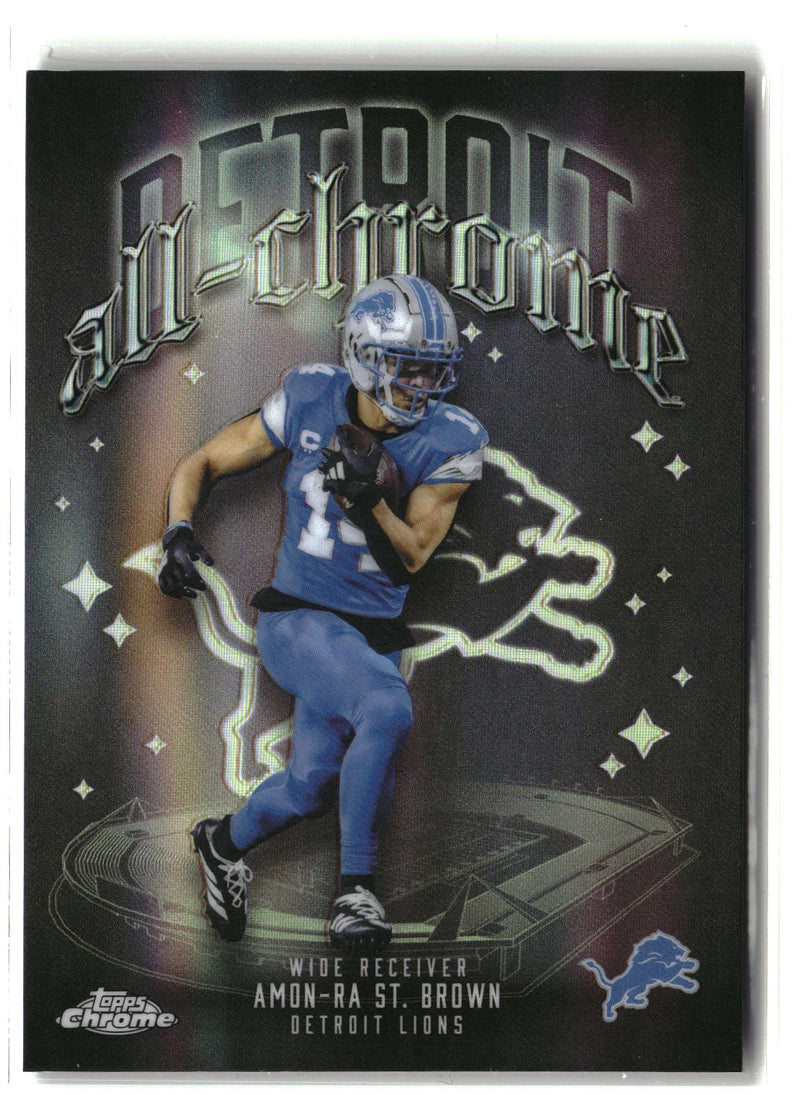 2025 Topps Chrome #ACT-7 Amon-Ra St. Brown All-Chrome Team Refractor-1