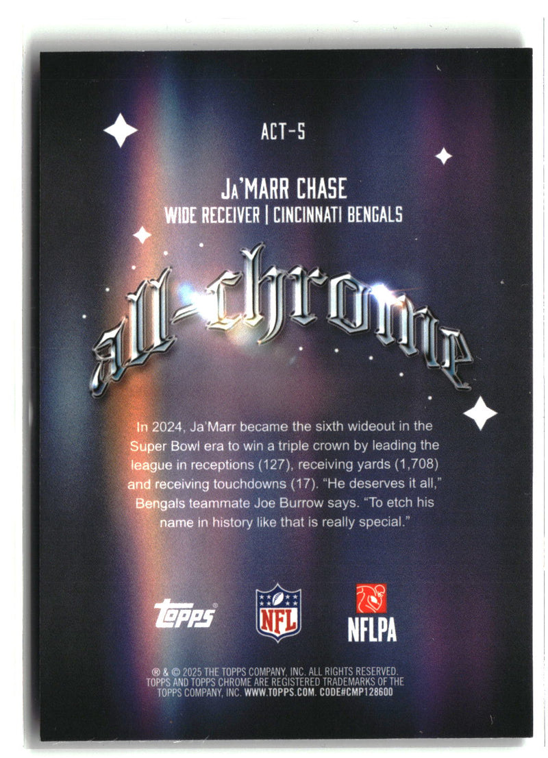 2025 Topps Chrome #ACT-5 Ja'Marr Chase All Chrome Team-2
