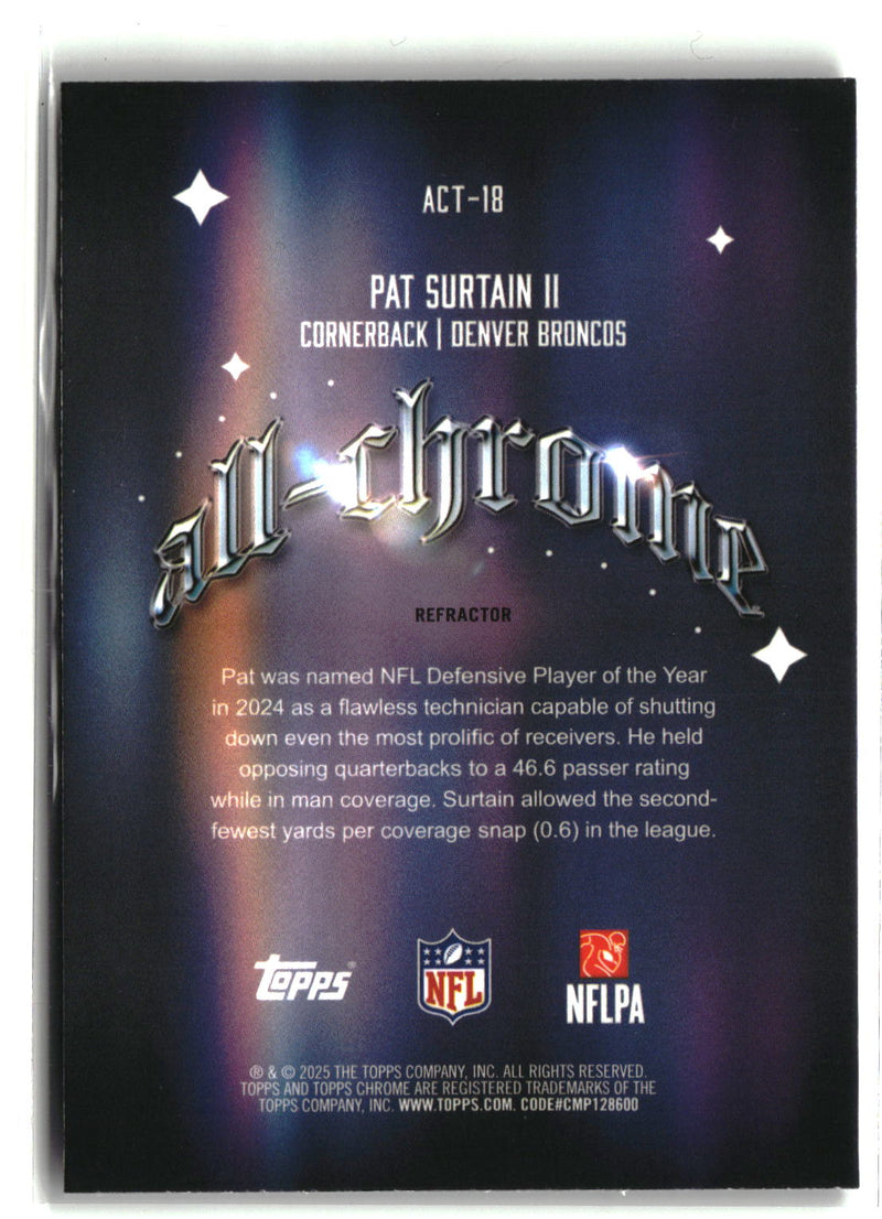 2025 Topps Chrome #ACT-18 Patrick Surtain II All-Chrome Team Refractor-2