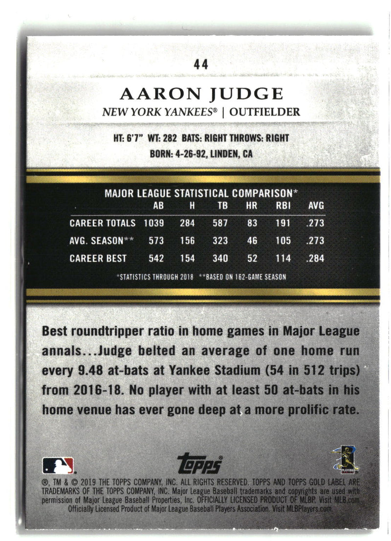 2019 Topps Gold Label #44 Aaron Judge Class 1-2