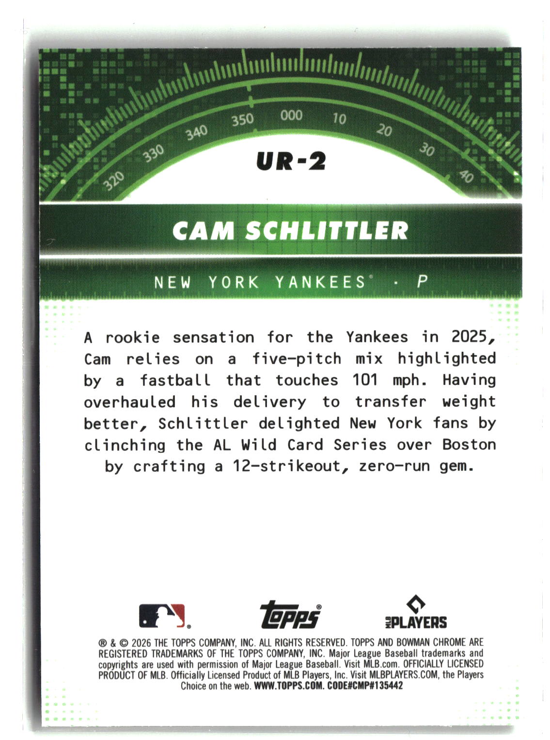 2026 Bowman #UR-2 Cam Schlittler Under the Radar-2