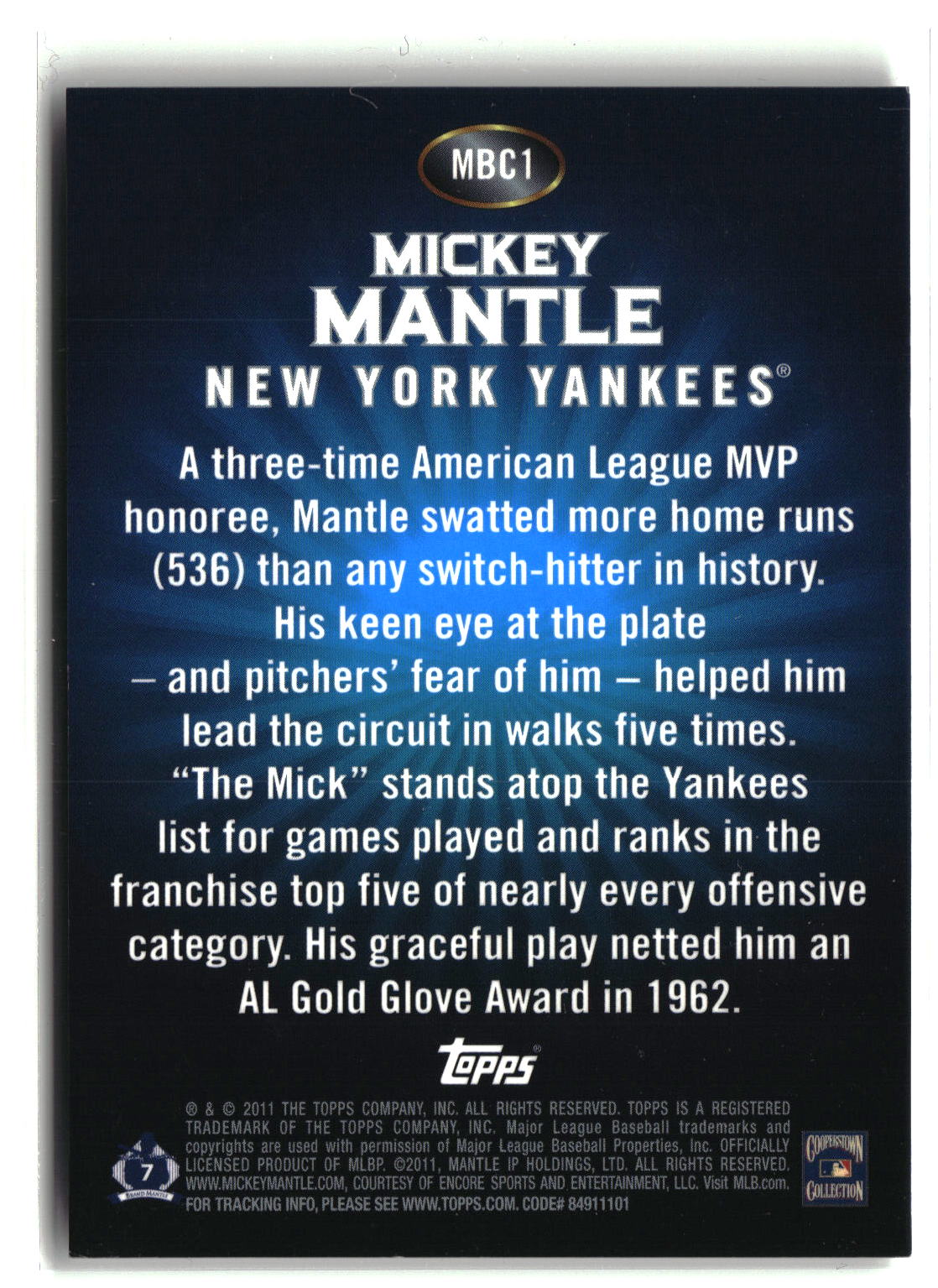 2011 Topps #MBC1 Mickey Mantle Value Box Chrome Refractors-2