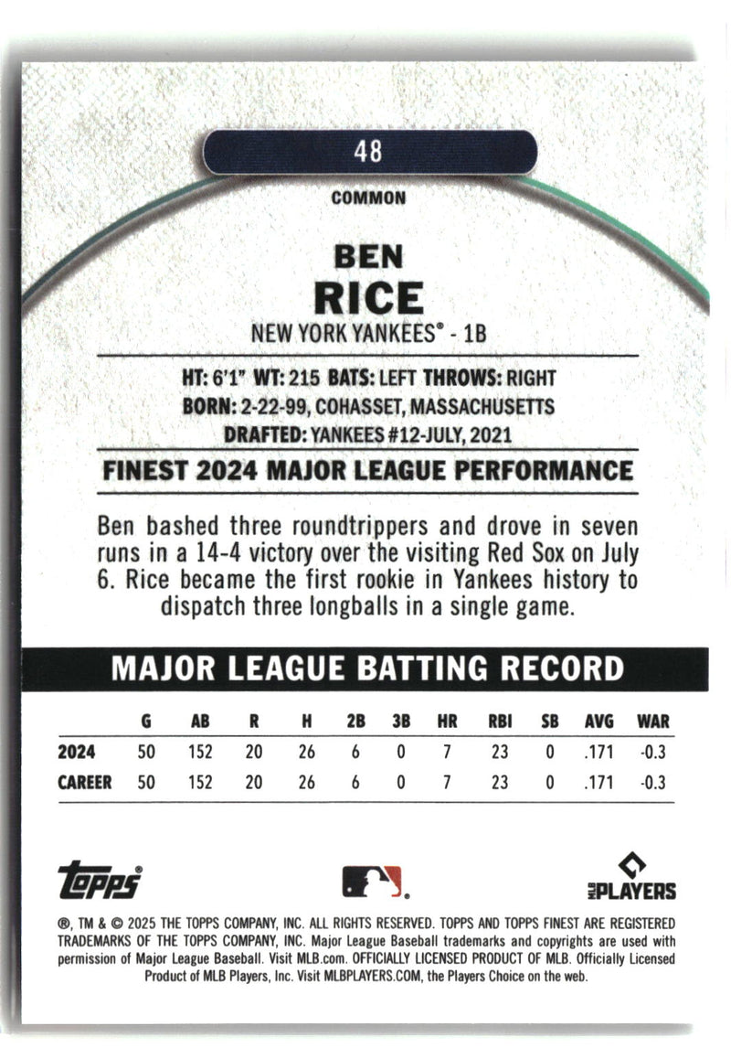 2025 Finest #48 Ben Rice-2
