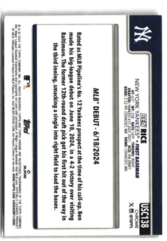 2025 Topps Chrome Update #USC138 Ben Rice RayWave Refractor-2