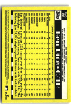 2025 Topps Series 1 #T90C-86 Ben Rice 1990 Topps Baseball 35th Chrome-2