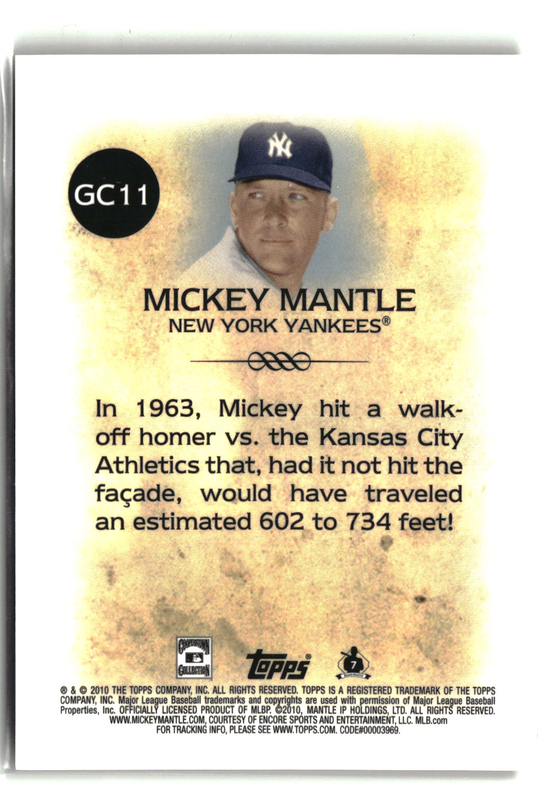 2010 Topps #GC11 Mickey Mantle Legends Gold Chrome-2