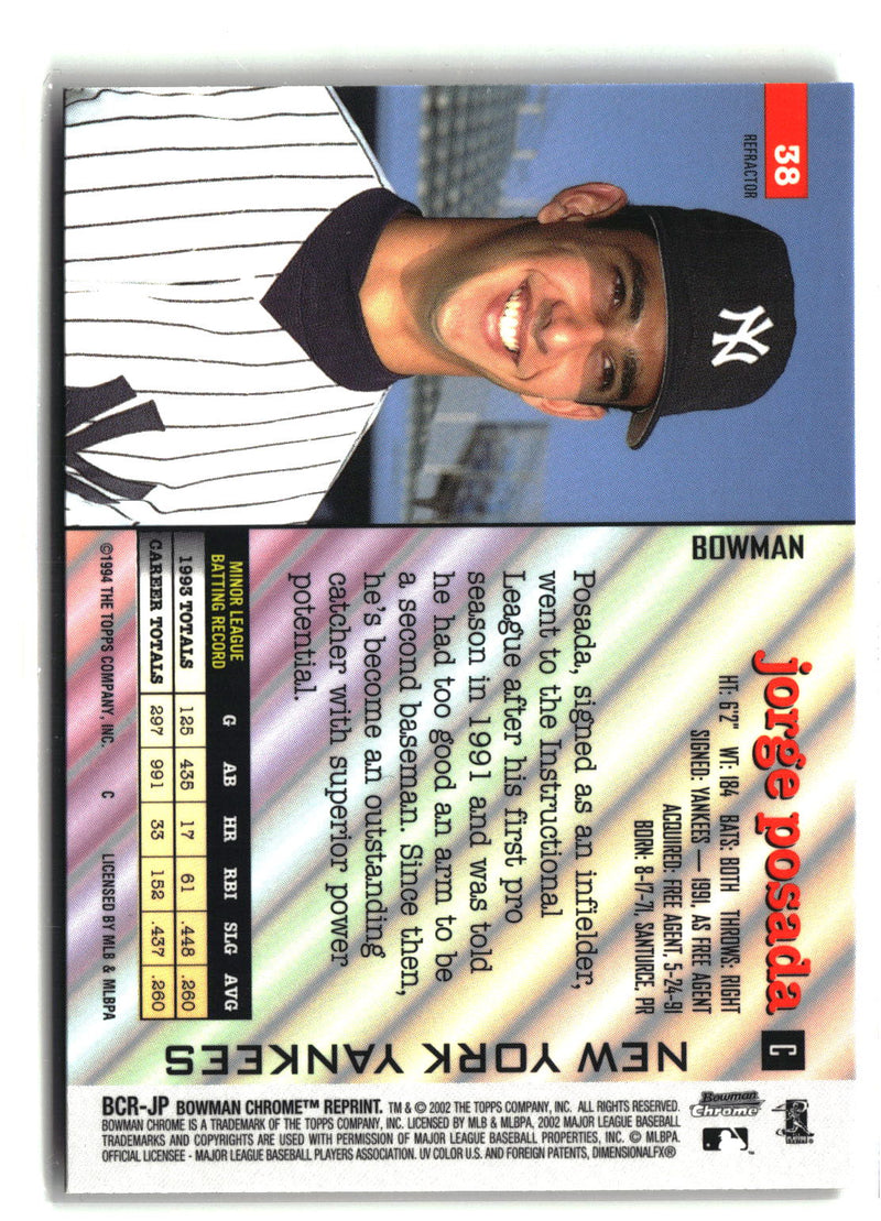 2002 Bowman Chrome #BCR-JP Jorge Posada Reprints Refractors-2