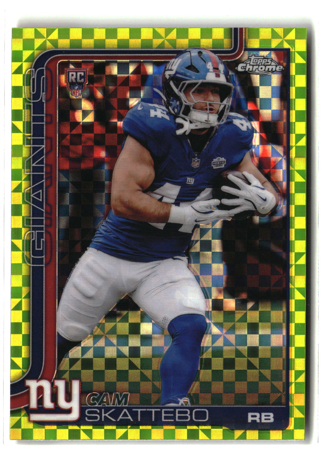 2025 Topps Chrome #331 Cam Skattebo Lime Green X-Fractor