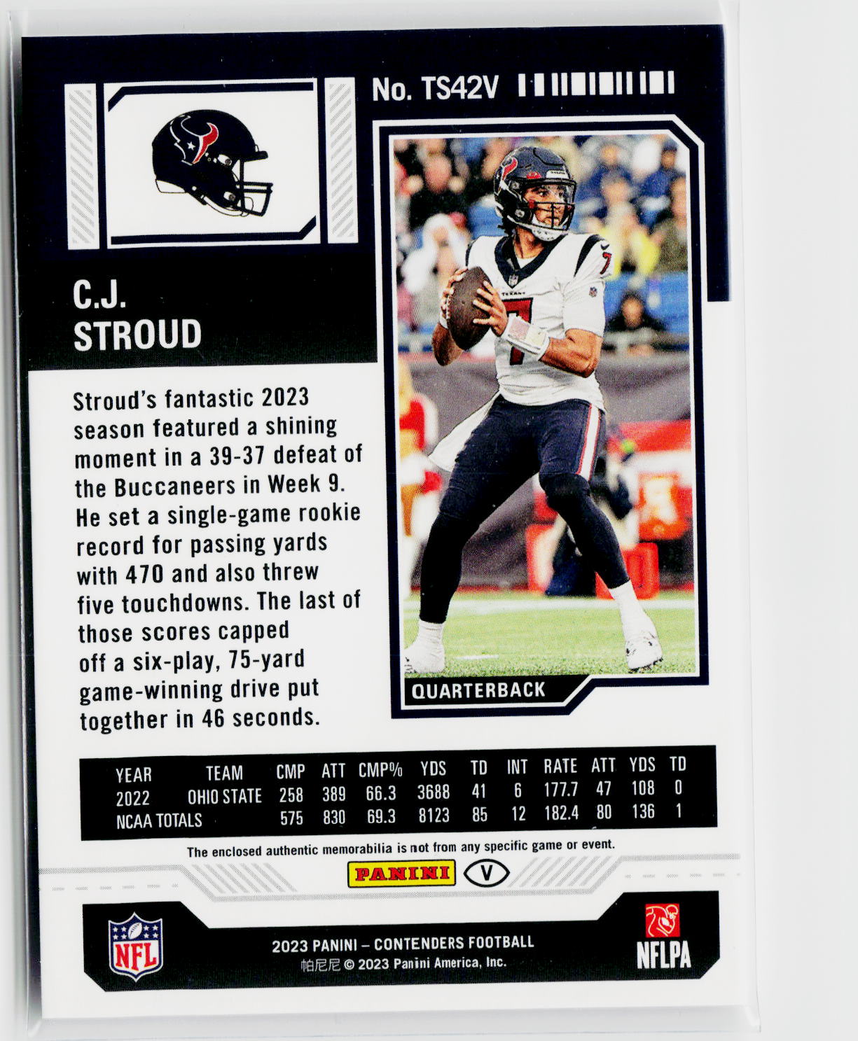 2023 Panini Contenders #TS42V C.J. Stroud Rookie Ticket Swatches Variations-2
