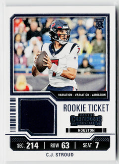 2023 Panini Contenders #TS42V C.J. Stroud Rookie Ticket Swatches Variations-1