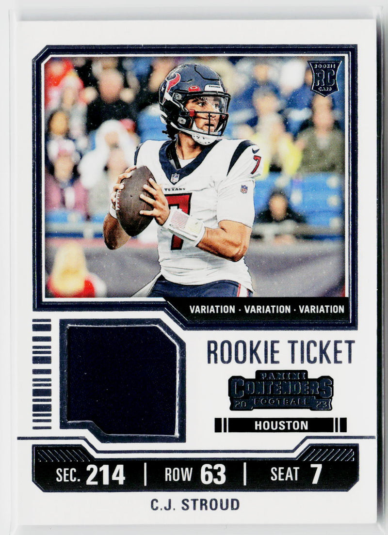 2023 Panini Contenders #TS42V C.J. Stroud Rookie Ticket Swatches Variations-1
