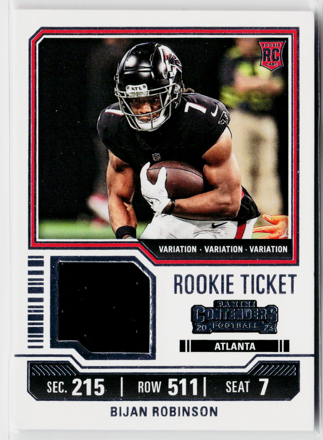 2023 Panini Contenders #TS4V Bijan Robinson Rookie Ticket Swatches Variations-1