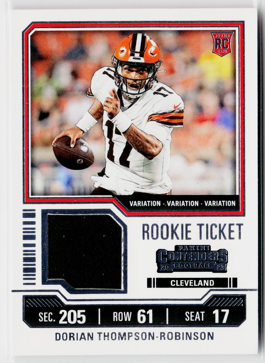 2023 Panini Contenders #TS10V Dorian Thompson-Robinson Rookie Swatches