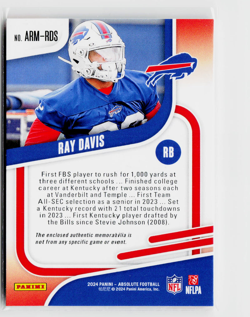 2024 Panini Absolute #ARM-RDS Ray Davis Absolute Rookie Materials-2