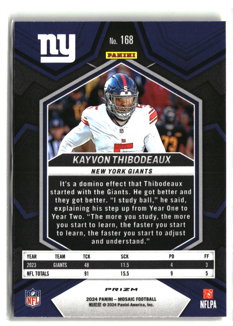 2024 Panini Mosaic #168 Kayvon Thibodeaux Mosaic Reactive Yellow-2