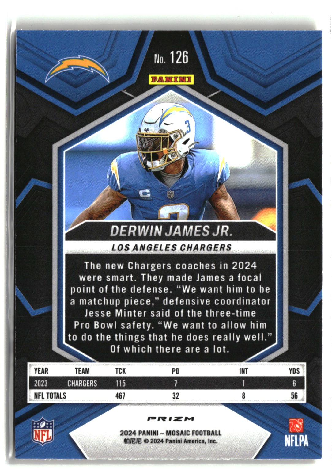 2024 Panini Mosaic #126 Derwin James Jr. Mosaic Reactive Yellow-2