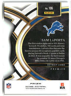 2023 Panini Select #106 Sam LaPorta Black and Green Prizms Die Cuts-2