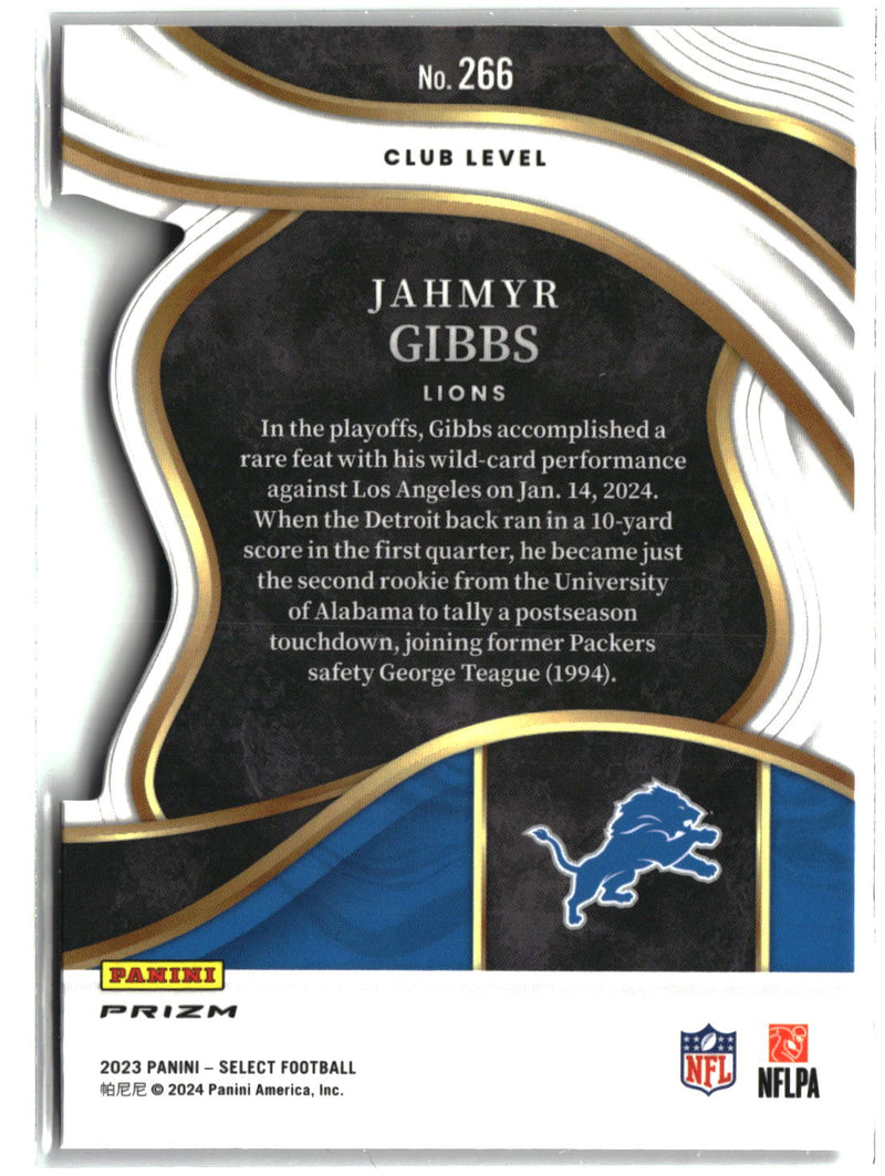 2023 Panini Select #266 Jahmyr Gibbs Green and Yellow Prizms Die Cuts-2