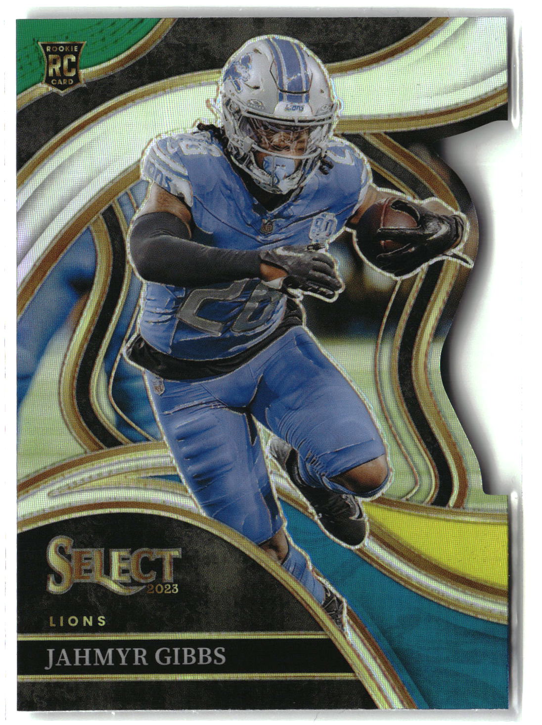 2023 Panini Select #266 Jahmyr Gibbs Green and Yellow Prizms Die Cuts-1