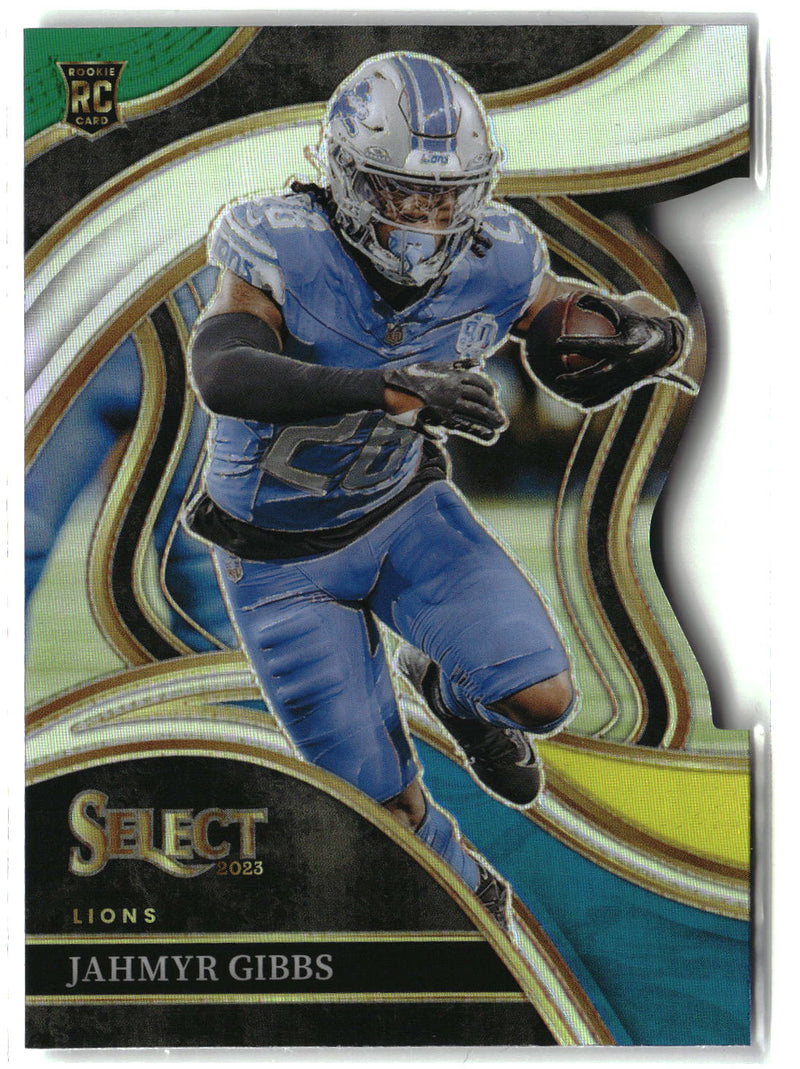 2023 Panini Select #266 Jahmyr Gibbs Green and Yellow Prizms Die Cuts-1