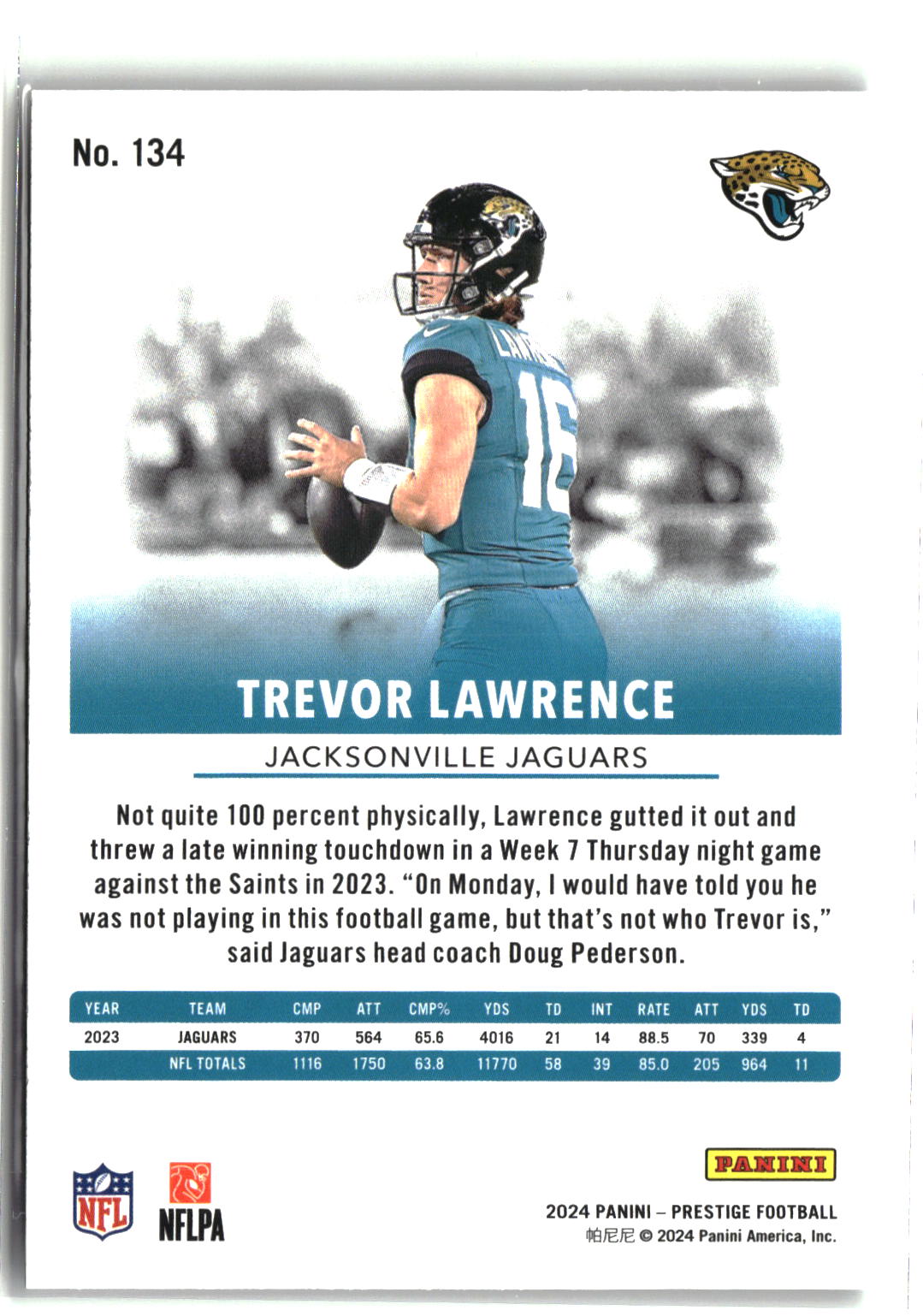 2024 Panini Prestige #134 Trevor Lawrence Hyper Xtra Points-2